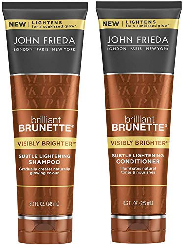 John Frieda Brilliant Brunette Visibly Brighter Bundle: Subtle Lightening Shampoo  and  Conditioner, 8.3 Ounce Each