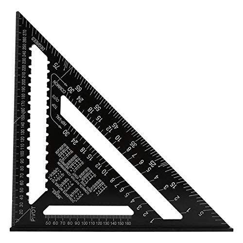 Fydun Ruler, Carpenter Measuring Tool 12 Inch Aluminum Alloy Triangle Shape Square Ruler Precision Engineer Carpenter Measuring Tool