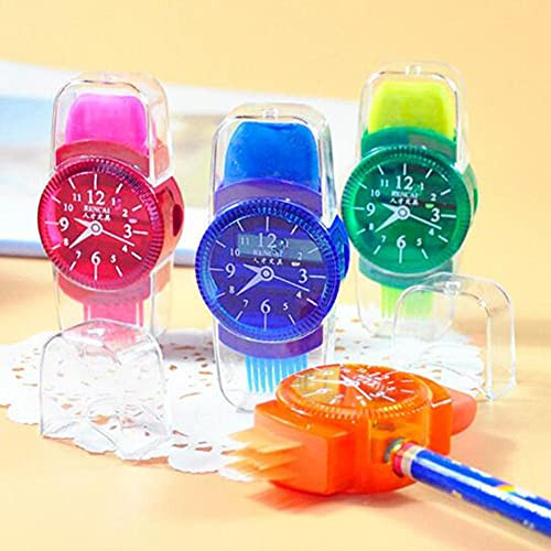 HJPOQZ Colourful Watches Pencil sharpeners Grinder with erasers Brush for Office School Supplies Machine Pencil Sharpener
