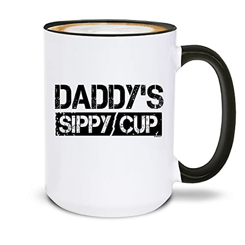 Shop4Ever Daddy's Sippy Cup Ceramic Coffee Mug Black Handle Tea Cup 15 oz -Blk Handle-
