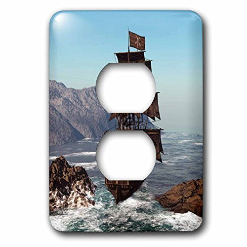 3dRose lsp_172244_6 Pirate Ship Sails Trough Coastal in Strong Winds Light Switch Cover