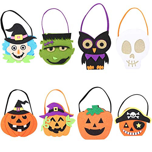 Halloween Candy Bags for Halloween Party Costumes Trick Or Treat Goody Bags Tote Bags 8 Pack