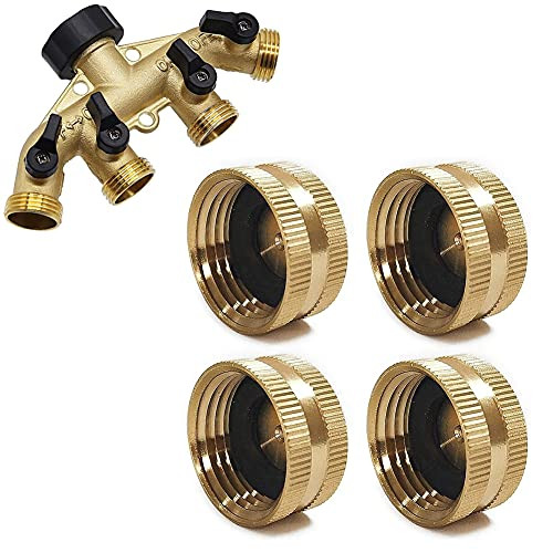 Twinkle Star Hose Splitter 4 Way |Hose Brass Hose Cap, 2 Pack