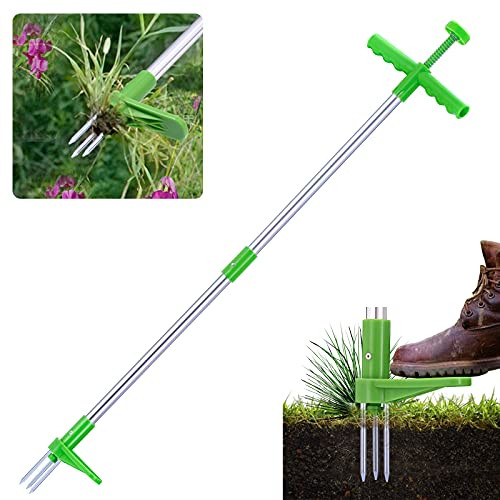 GOTRAYS Weed Puller, Stand Up Weeder with Long Handle and 3 Stainless Steel Claws. Weed Puller Tool, Weed Removal Tool, Weeder Tool, Weed Remover, Manual Weeder, Root Removal Tool for Garden.