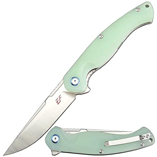 Eafengrow EF953 Pocket Folding Knife G10 Handle D2 Blade,EDC Tactical Liner Lock Knife for Outdoor Camping Hiking -Jade-