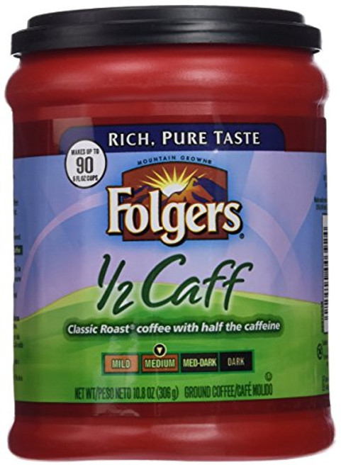 Folgers Half Caff Coffee, 10.8 Ounce (Pack of 3)