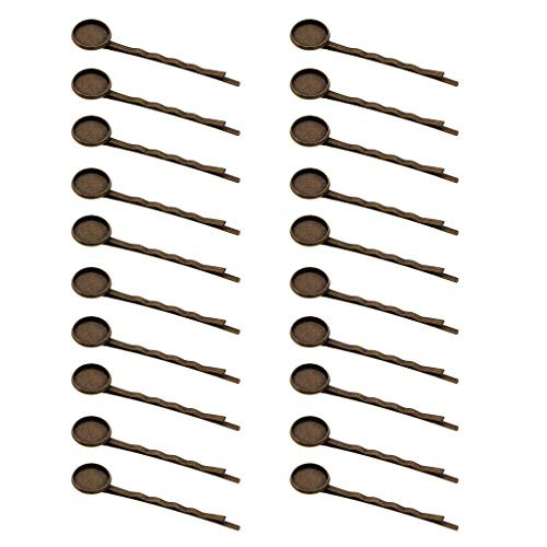 dailymall 20 Pieces Blank Metal Slip Hair Clip Hairpins with 12mm Cabochon Bezel Setting Tray Base for DIY Jewelry Hair Accessories - Bronze dailymall 20 Pieces Blank Metal Slip Hair Clip Hairpins with 12mm Cabochon Bezel Setting Tray Base for DIY Jewelry Hair Accessories - Bronze