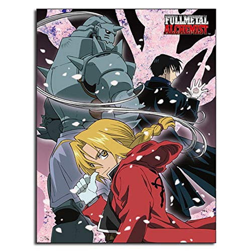 Great Eastern Entertainment Fullmetal Alchemist Elric Brothers Ed and Al, Roy Mustang Group Sublimation Throw Blanket