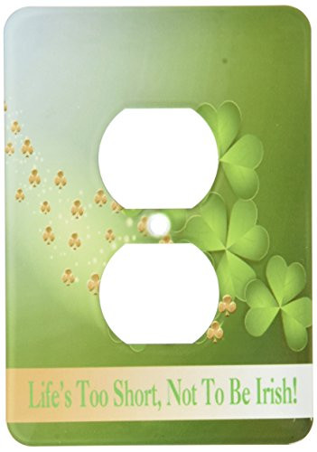 3dRose lsp_180864_6 Beautiful Green and Gold Shamrocks, Lifes Too Short Not to Be Irish Light Switch Cover
