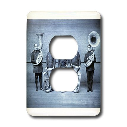 3dRose lsp_6750_6"Tuba Cops Cyan tone" 2 Plug Outlet Cover Multicolor