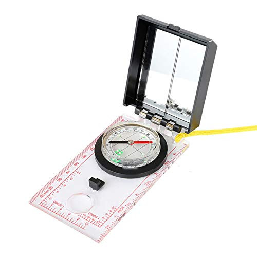 ZJY Compass Map Scale Compass Folding Drawing Scale Measuring Tape with Plane Mirror Outdoor Surveying and Mapping North Compass