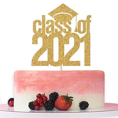 Class of 2021 Graduation Cake Topper, Congrats Grad 2021, Grad 2021, 2021 Graduation Party Decoration Supplies Gold Glitter.