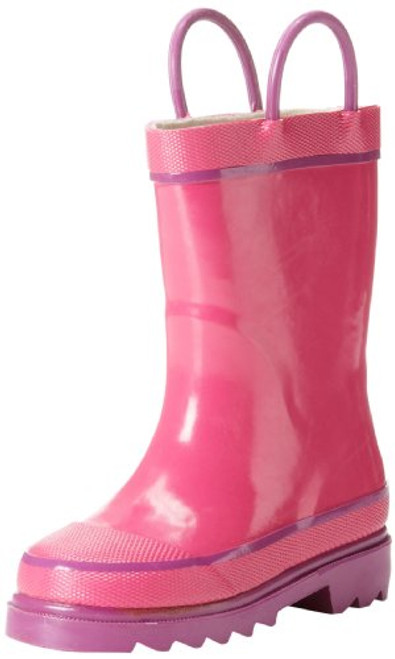 Western Chief Kids Waterproof Rubber Classic Rain Boot with Pull Handles, Pink, 8 M US Toddler