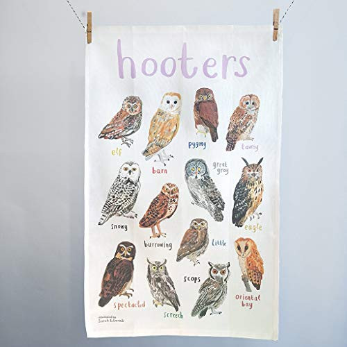 Sarah Edmonds Illustration Hooters Owl Towel - Anytime Owl Gifts, Birthday Gifts for Her  and  Get Well Soon Gifts for Women, 100 percent Cotton, 19 x 30-inches -Hooters/Owls-