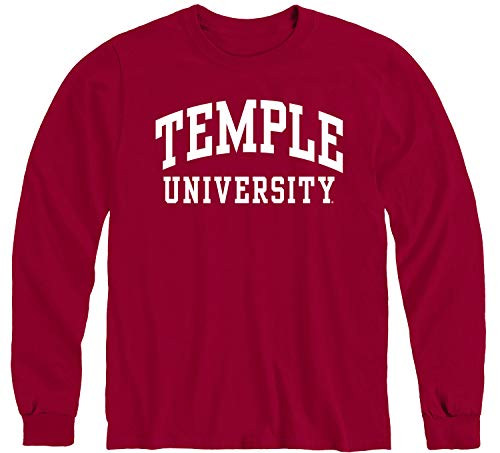 Ivysport Temple Owls Long Sleeve T-Shirt, Classic, Cardinal, X-Large