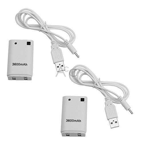 yan-2X 3600mAh Battery Pack  plus USB Charger Cable for Xbox 360 Wireless Controller
