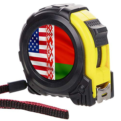 ExpressItBest Tape Measure with 16 Foot Steel Tapeline - Flag of Belarus -Belarusian- - Belarus Flag with USA