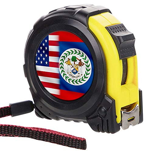 ExpressItBest Tape Measure with 16 Foot Steel Tapeline - Flag of Belize -Belizean- - Belize Flag with USA