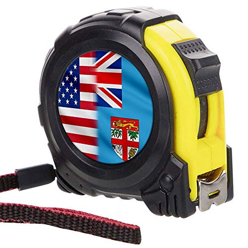 ExpressItBest Tape Measure with 16 Foot Steel Tapeline - Flag of Fiji - Fiji Flag with USA