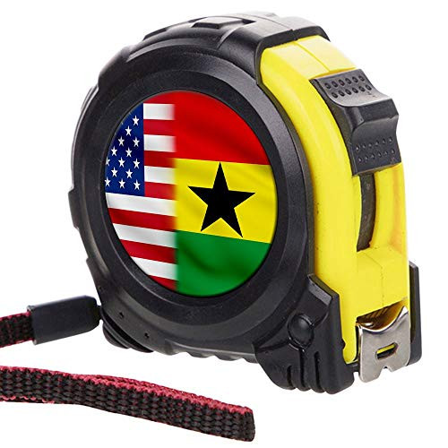 ExpressItBest Tape Measure with 16 Foot Steel Tapeline - Flag of Ghana -Ghanaian- - Ghana Flag with USA