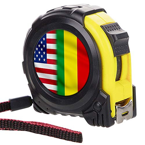 ExpressItBest Tape Measure with 16 Foot Steel Tapeline - Flag of Mali -Malian- - Mali Flag with USA
