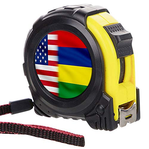 ExpressItBest Tape Measure with 16 Foot Steel Tapeline - Flag of Mauritius -Mauritian- - Mauritius Flag with USA