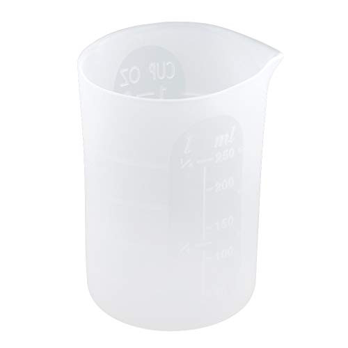 Bonarty Transparent Silicone Epoxy Resin Mixing Cups, 250ml Measuring Cup with Scale DIY