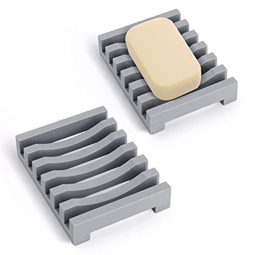 ALIMOTA 2 PCS Silicone Soap Dish,Bar Soap Holder,Soap Dishes for Bathroom,Draining Soap Dishes,Dish Sponge Holder,Soap Tray.
