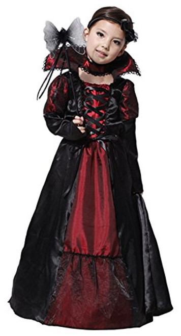 Binse Vampire Costume for Girls Kids Party Halloween Costumes Princess Costumes (7-9 Years, black)