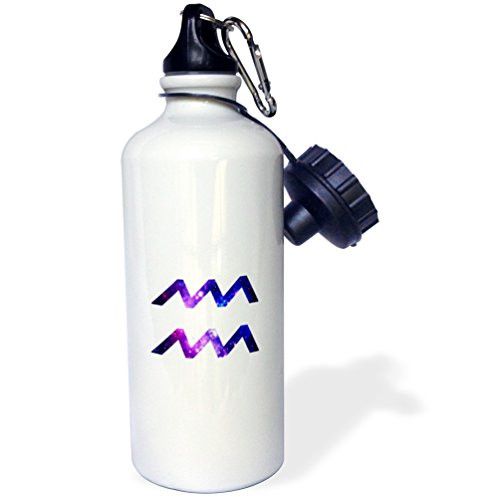 3dRose wb_202143_1 Aquarius Star Sign Waves Glyph-Astrological Horoscope Symbol Sports Water Bottle 21oz Multicolored