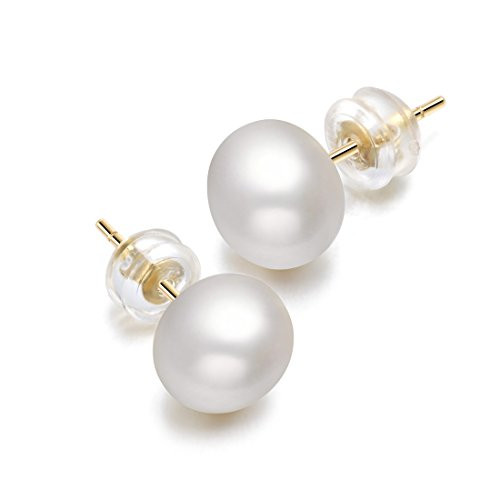 Pearl Earrings for Women 6mm AAA plus Handpicked Round Freshwater Cultured Stud Earrings 14K Gold Plated -6mm- Pearl Earrings for Women 6mm AAA plus Handpicked Round Freshwater Cultured Stud Earrings 14K Gold Plated -6mm-
