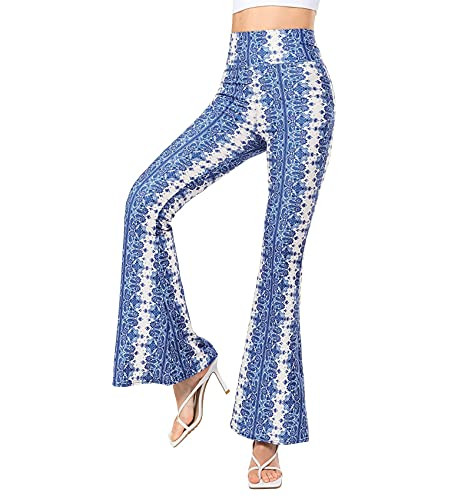 Yvette Flare Palazzo Pants for Women High Waist Boho Bell Bottoms Printed Wide Leg Pants