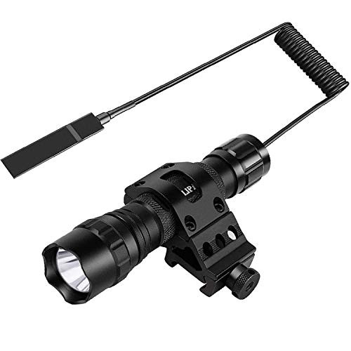 NULIPAM LED Tactical Flashlight with Picatinny Rail Mount 1200 Lumens Zoomable USB Rechargeable Weapon Light,Battery, Pressure Switch Included