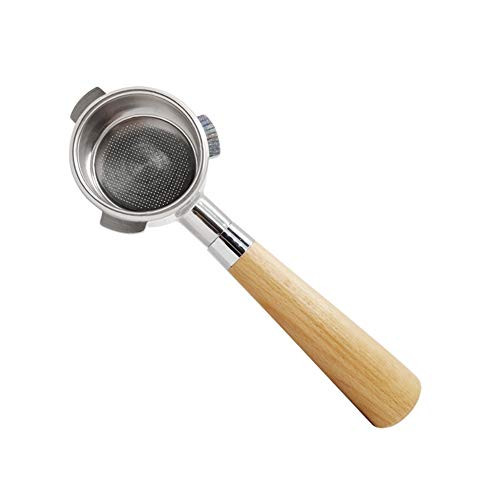 TJK 51mm Coffee Bottomless Portafilter, 8.7inch Comfortable Ergonomic Beech handle for Delonghi EC680/EC685 Filter 51MM Replacement Filter Basket Coffee Accessories