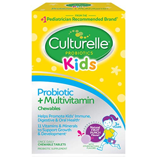 Culturelle Kids Probiotic plus Complete Multivitamin Chewable | Digestive and Immune Support | Contains Vitamins C and Zinc to help support kids immune systems , Multi , Fruit, 30 Count