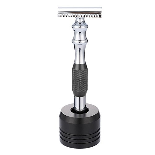 Double Edge Razor, Classic Safety Shave Razor Long Handle Mens Razor with Professional Razor Base -4-