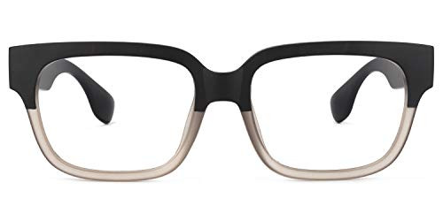 Zeelool Classic Rectangle Eyeglasses Frame for Women Men with Non-prescription Clear Lens Colin FP0511-03 Black Crystal