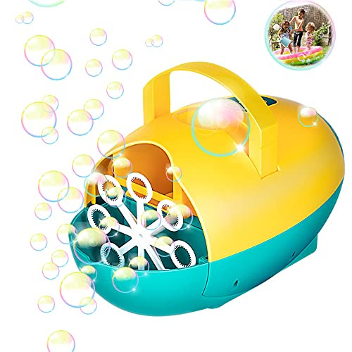 MITCIEN Bubble Machine for Kids Automatic Bubble Maker Outdoor Toys Bubble Blowers for Toddlers 4500 plus Bubbles/min 2 Speeds, Plug in or Battery Powered, for Birthday Wedding Parties Stage