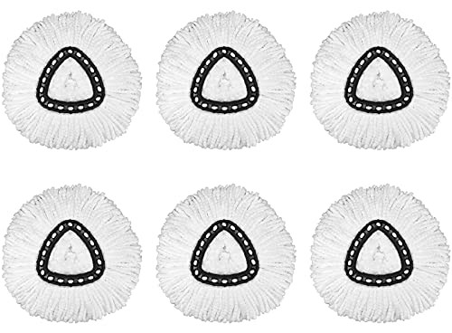 6 Pack Mop Replacement Heads Compatible with Spin Mop, Microfiber Spin Mop Refills, Easy Cleaning Mop Head Replacement -6-