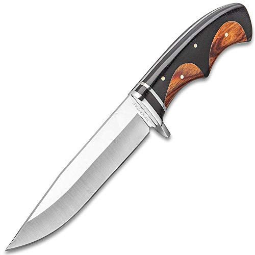 Timber Wolf Peruvian Fixed Blade Knife with Sheath - 3Cr13 Stainless Steel Blade, Wooden Handle, Stainless Steel Guard - Length 10 3/4"