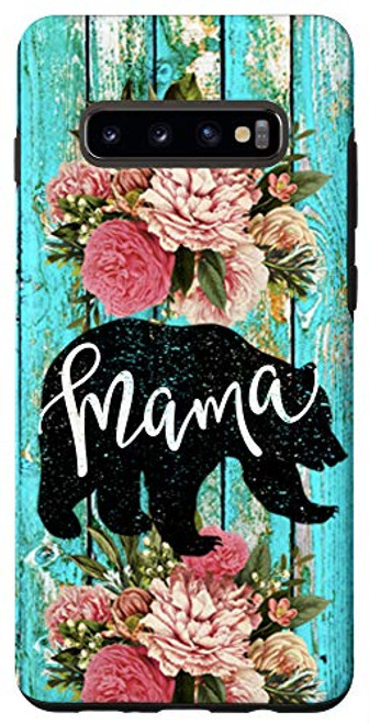 Galaxy S10 plus Turquoise Mama Bear Rustic Woodgrain Farmhouse Country Mama Case Galaxy S10 plus Turquoise Mama Bear Rustic Woodgrain Farmhouse Country Mama Case