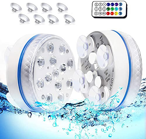 Submersible LED Lights with Remote Waterproof Pool Lights Inground Pool Lights with Magnets Suction Cup,16 Colors Changing Underwater Lights-2 Pack- Submersible LED Lights with Remote Waterproof Pool Lights Inground Pool Lights with Magnets Suction Cup,16 Colors Changing Underwater Lights-2 Pack-