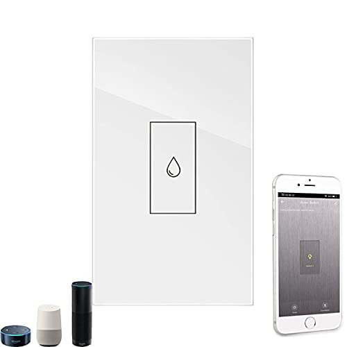 Smart WiFi Water Heater Switch, Voice Control Smart Touch Wall Switch with Timer, Remote Control Smart Boiler Touch Switch Compatible with Google Home, Alexa and Home APP -White-