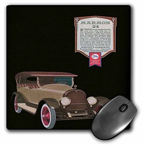 3D Rose"Vintage Marmon 34 Automobile Advertising Poster" Matte Finish Mouse Pad - 8 x 8" - mp_130229_1