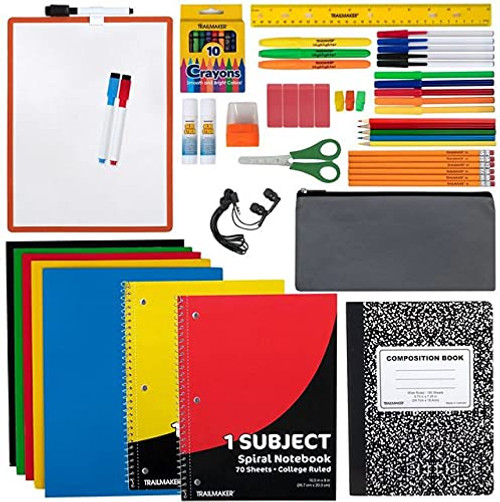 60 Piece School Supplies Kit for Kindergarten  High School -K-12- Epic School Supply Bundle Includes Notebooks, Folders, White Board, and More