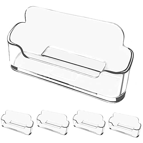 4Pack Clear Business Card Holder,Business Cards,Acrylic Business Card Holder?Stand Plastic Business Card for Display Desktop Business Card Holders