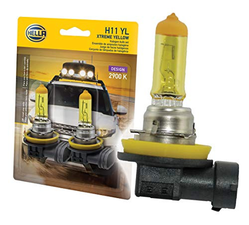 HELLA H11 Yellow-55W YL Xtreme Yellow Bulbs, 12V, 55W 2 Pack