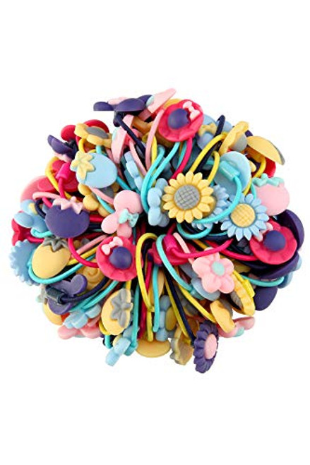 50 PCS Mix Colors Girl's Elastic Hair Ties Soft Rubber Bands Hair Bands Holders Pigtails Hair Accessories for Girls Infants Toddlers Kids Teens and Children