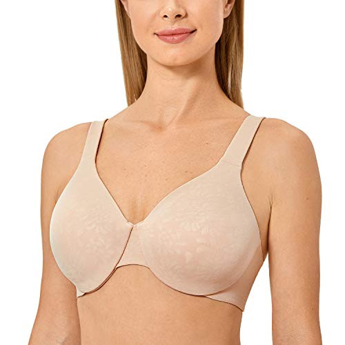 DELIMIRA Women's Full Coverage Minimizer Unlined Underwire Plus Size Seamless Bra Beige 38F