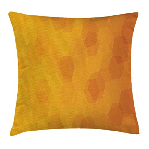 Ambesonne Honeycomb Throw Pillow Cushion Cover, Orange and Yellow Honeycombs Pattern Abstract Geometric Illustration, Decorative Square Accent Pillow Case, 20" X 20", Oragen and Pale Orange